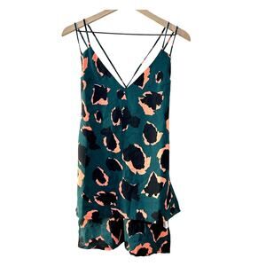 Elliatt Green Leopard Camisole Tank Top Blouse Women's Small Criss Cross Back